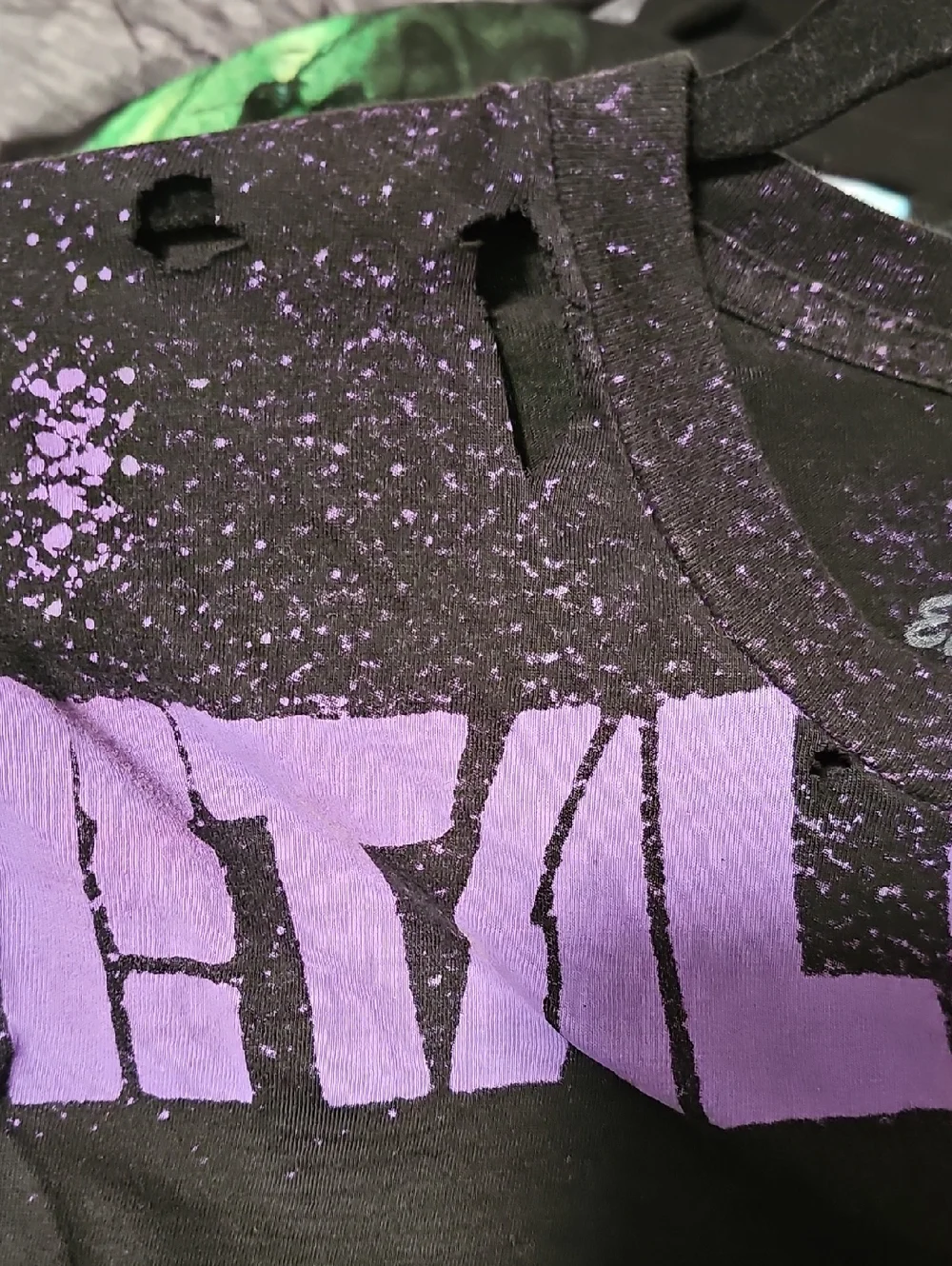 Electric Circus Distressed Metallica Band Graphic T-Shirt Black/Purple XXL